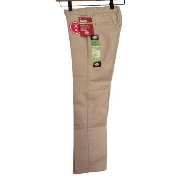 Dickies Girl's 6X Flat Front Slim Fit Straight Leg Khaki School Uniform Pants #M - Picture 1 of 6